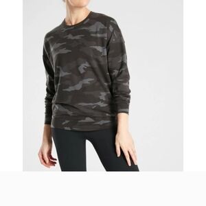 Athleta Gray Camouflage Crew Neck Sweater
